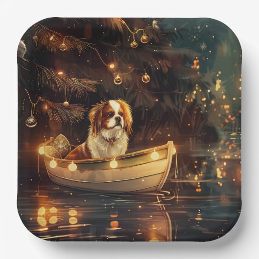 Japanse Chin Kerst Feestelijke Reis Papieren Bordje (Voorkant)