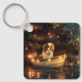 Japanse Chin Kerst Feestelijke Reis Sleutelhanger (Voorkant)