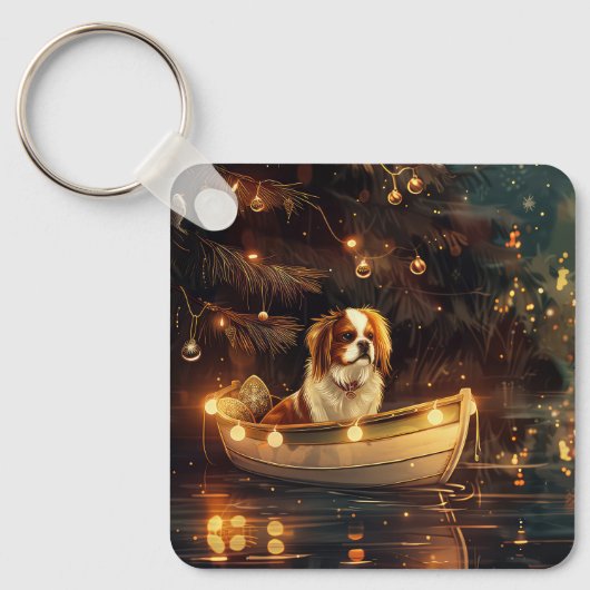 Japanse Chin Kerst Feestelijke Reis Sleutelhanger (Voorkant)