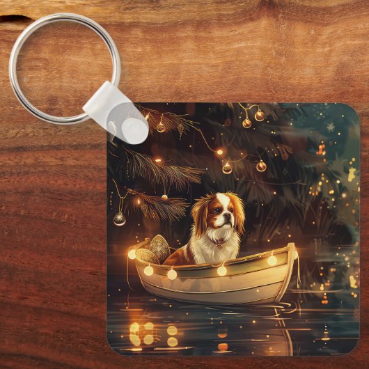 Japanse Chin Kerst Feestelijke Reis Sleutelhanger (Voorkant)