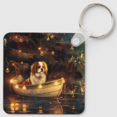 Japanse Chin Kerst Feestelijke Reis Sleutelhanger (Achterkant)