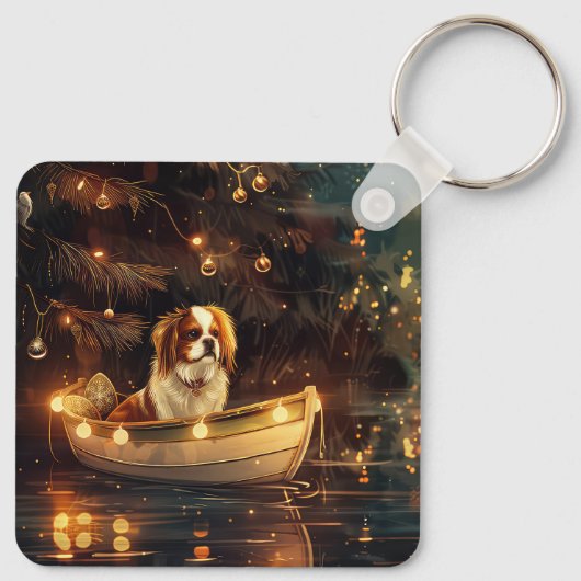 Japanse Chin Kerst Feestelijke Reis Sleutelhanger (Achterkant)