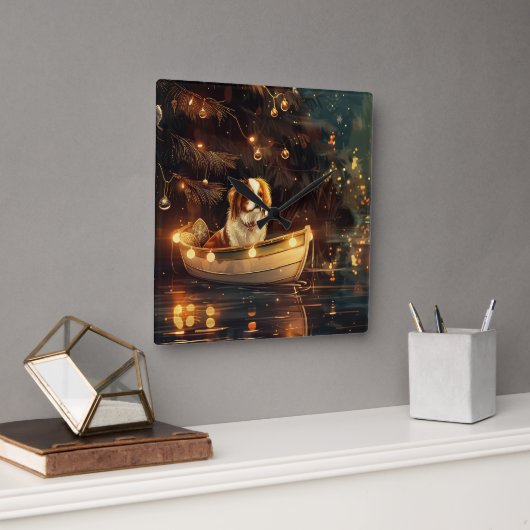 Japanse Chin Kerst Feestelijke Reis Vierkante Klok (Kantoor)