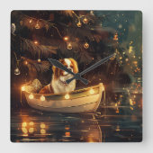 Japanse Chin Kerst Feestelijke Reis Vierkante Klok (Voorkant)