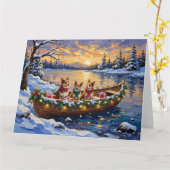 Japanse Chin Kerstboot Vakantie Kaart (Gele Bloem)