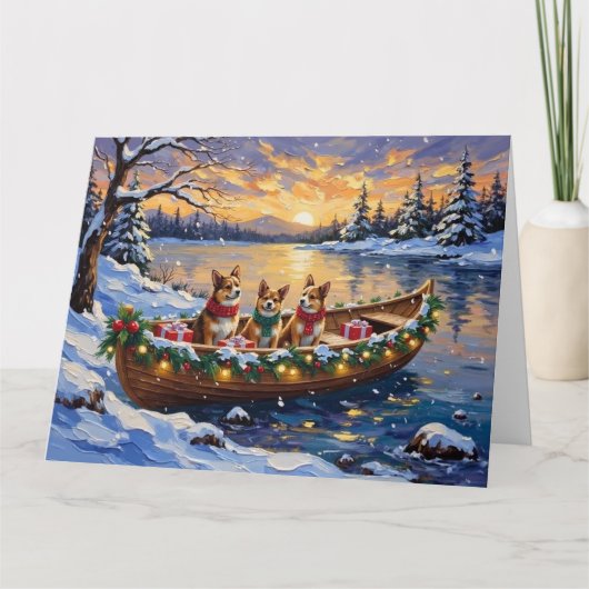 Japanse Chin Kerstboot Vakantie Kaart (Voorkant)