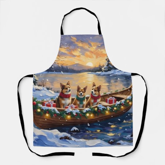 Japanse Chin Kerstboot Vakantie Schort (Voorkant)