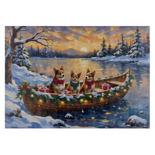 Japanse Chin Kerstboot Vakantie Snijplank (Voorkant)