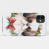 Japanse Chin Kerstkrans Festieve Pup Case-Mate iPhone Case (Achterkant (horizontaal))