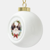 Japanse Chin Kerstkrans Festieve Pup Keramische Bal Ornament (Rechts)