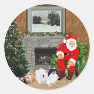 Japanse Chin Kerstmis Ronde Sticker