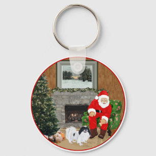 Japanse Chin Kerstmis Sleutelhanger