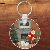 Japanse Chin Kerstmis Sleutelhanger (Voorkant)