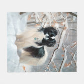 Japanse Chin Laat het Sneeuwen Kerstmis Fleece Deken (Voorkant (Horizontaal))