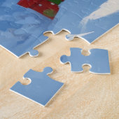 Japanse Chin loopt in de sneeuw met kerst Pet Legpuzzel (Zijkant)