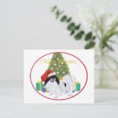 Japanse Chin Merry Kerstmis Feestdagenkaart (Staand voorkant)