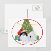 Japanse Chin Merry Kerstmis Feestdagenkaart (Voorkant / Achterkant)