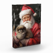 Japanse Chin met Kerstman Feestelijke Kerstmis Fotoblokken (Links)