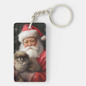 Japanse Chin met Kerstman Feestelijke Kerstmis Sleutelhanger (achterkant)