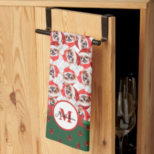 Japanse Chin Patroon Monogram Kerstmis Hond Theedoek