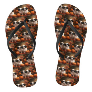 Japanse Chin Puppy Autumn Delight Pompoen Teenslippers