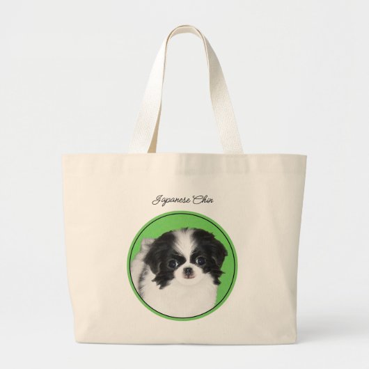 Japanse Chin Puppy Schilderen Originele Pet Dog Ar Grote Tote Bag (Voorkant)