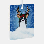Japanse Chin Reindeer Metalen Ornament (Voorkant Rechts)
