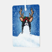 Japanse Chin Reindeer Metalen Ornament (Voorkant links)