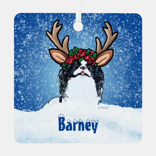 Japanse Chin Reindeer Metalen Ornament (Achterkant)