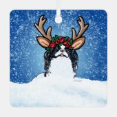 Japanse Chin Reindeer Metalen Ornament (Voorkant)