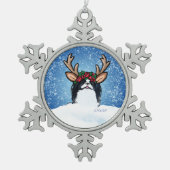 Japanse Chin Reindeer Tin Sneeuwvlok Ornament (Voorkant)