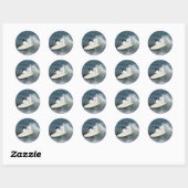 Japanse Chin Surfen Ronde Sticker (Vel)