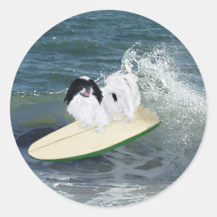 Japanse Chin Surfen Ronde Sticker