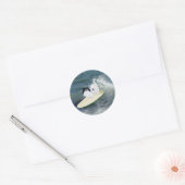 Japanse Chin Surfen Ronde Sticker (Envelop)