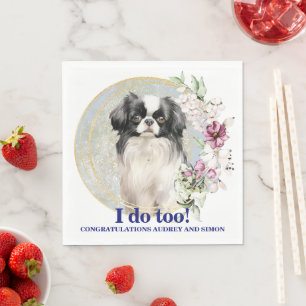 Japanse Chin Trouwservetten Met Honden Foto Servet