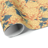 Japanse chrysanten: geel bloemmotief. cadeaupapier (Rol Hoek)