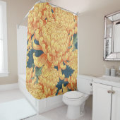 Japanse chrysanten: geel bloemmotief. douchegordijn (In situ)
