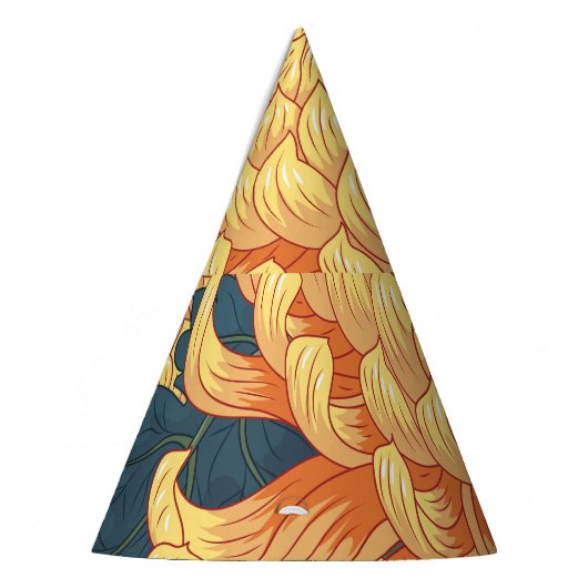 Japanse chrysanten: geel bloemmotief. feesthoedjes (Links)