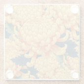 Japanse chrysanten: geel bloemmotief. glazen onderzetter (Achterkant)