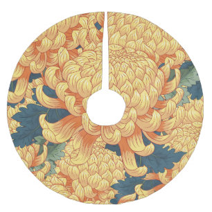 Japanse chrysanten: geel bloemmotief. kerstboom rok