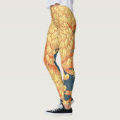 Japanse chrysanten: geel bloemmotief. leggings (Links)
