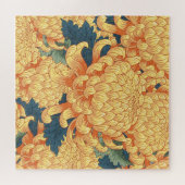 Japanse chrysanten: geel bloemmotief. legpuzzel (Horizontaal)