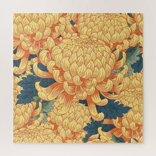 Japanse chrysanten: geel bloemmotief. legpuzzel (Verticaal)