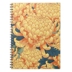 Japanse chrysanten: geel bloemmotief. notitieboek