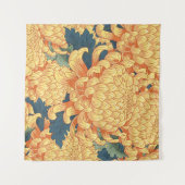 Japanse chrysanten: geel bloemmotief. wandkleed (Voorkant (horizontaal))