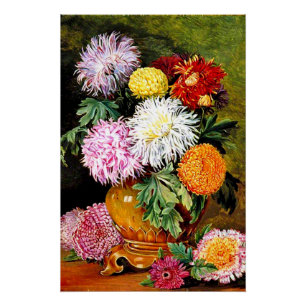 Japanse chrysanten, schilderkunst, perfect poster