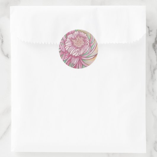 Japanse Chrysanthema Ronde Sticker (Tas)