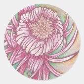 Japanse Chrysanthema Ronde Sticker (Voorkant)