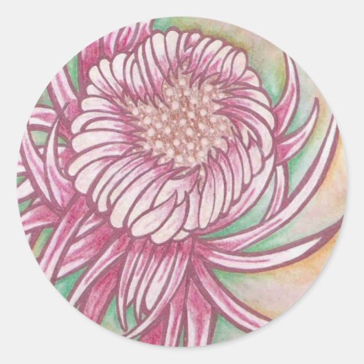 Japanse Chrysanthema Ronde Sticker (Voorkant)