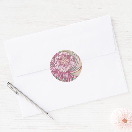 Japanse Chrysanthema Ronde Sticker (Envelop)